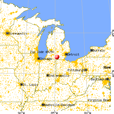 Jonesville, MI (49250) map from a distance