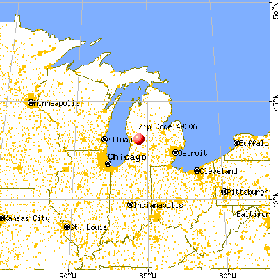 Northview, MI (49306) map from a distance