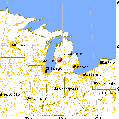 Cedar Springs, MI (49319) map from a distance