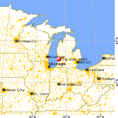 Holland, MI (49423) map from a distance