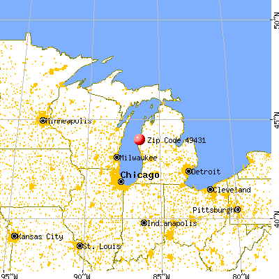 Ludington, MI (49431) map from a distance