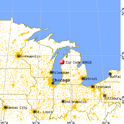 Eastlake, MI (49626) map from a distance