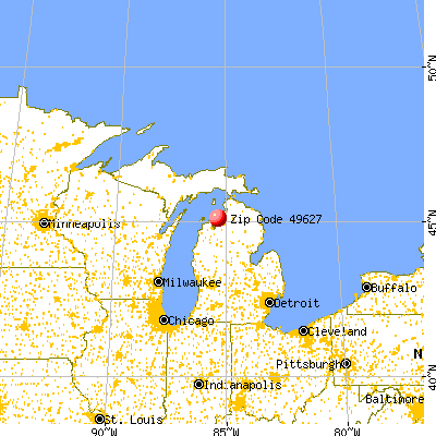 Eastport, MI (49627) map from a distance