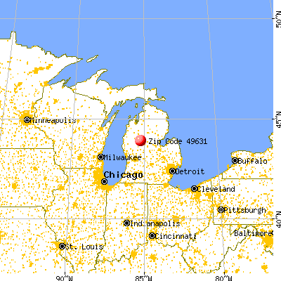 Evart, MI (49631) map from a distance