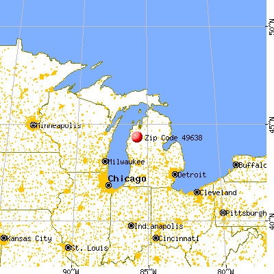 Harrietta, MI (49638) map from a distance