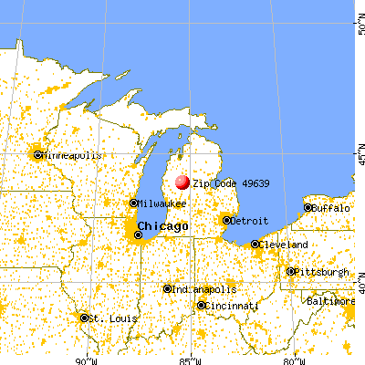 Hersey, MI (49639) map from a distance