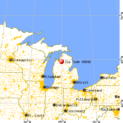 Manistee Lake, MI (49646) map from a distance