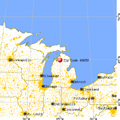Lakes of the North, MI (49659) map from a distance
