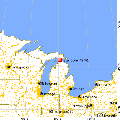 Mackinaw City, MI (49701) map from a distance