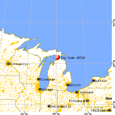 Carp Lake, MI (49718) map from a distance