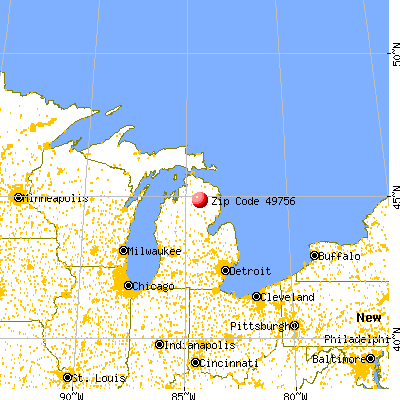 Lewiston, MI (49756) map from a distance