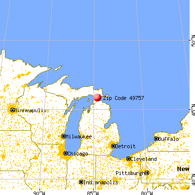 Mackinac Island, MI (49757) map from a distance