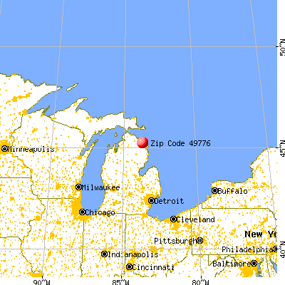 Posen, MI (49776) map from a distance