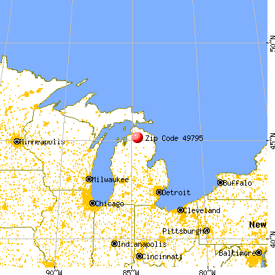 Vanderbilt, MI (49795) map from a distance