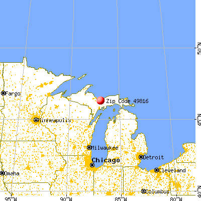 Chatham, MI (49816) map from a distance