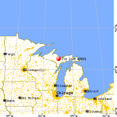 Gwinn, MI (49841) map from a distance