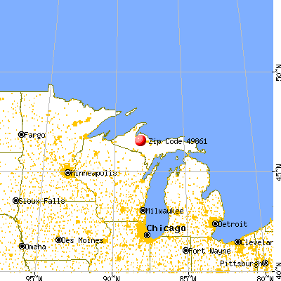 Michigamme, MI (49861) map from a distance