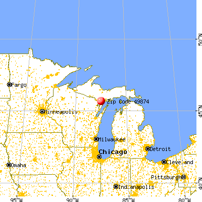 Powers, MI (49874) map from a distance
