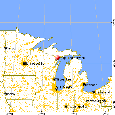 Powers, MI (49886) map from a distance