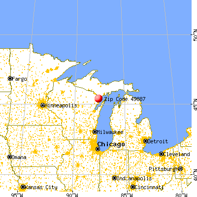 Stephenson, MI (49887) map from a distance