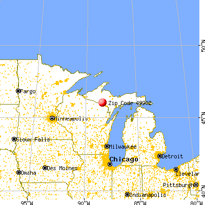 Alpha, MI (49902) map from a distance