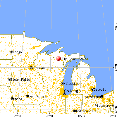 Caspian, MI (49915) map from a distance