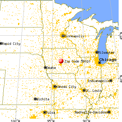 Ames, IA (50010) map from a distance