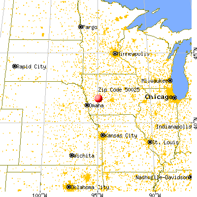 Audubon, IA (50025) map from a distance