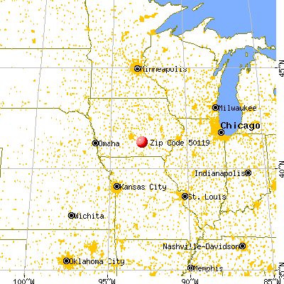 Harvey, IA (50119) map from a distance