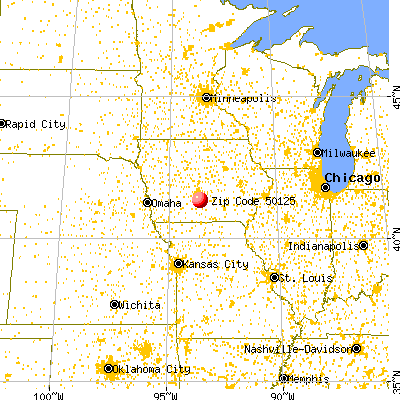 Indianola, IA (50125) map from a distance