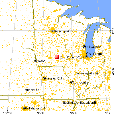 Malcom, IA (50157) map from a distance