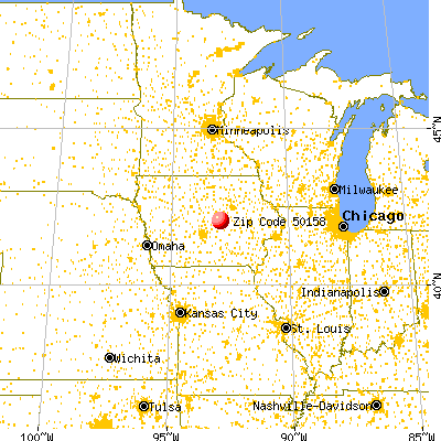 Marshalltown, IA (50158) map from a distance