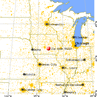 Pella, IA (50219) map from a distance