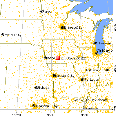 East Peru, IA (50222) map from a distance