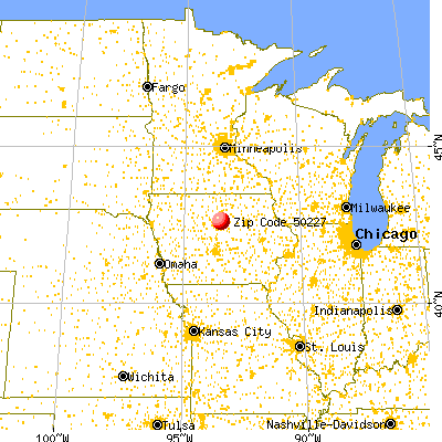 Popejoy, IA (50227) map from a distance