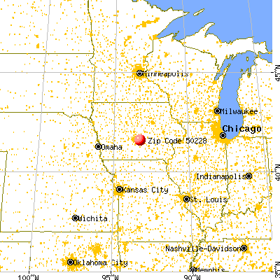 Prairie City, IA (50228) map from a distance