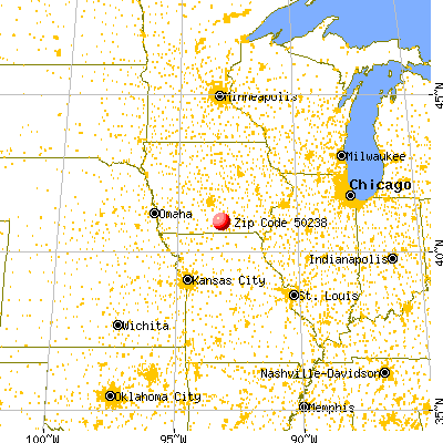 Russell, IA (50238) map from a distance