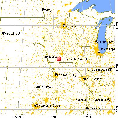 Thayer, IA (50254) map from a distance