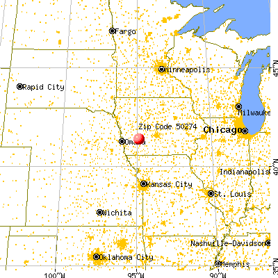 Wiota, IA (50274) map from a distance