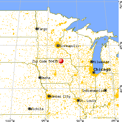 Floyd, IA (50435) map from a distance