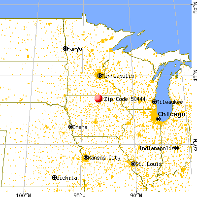 Hanlontown, IA (50444) map from a distance