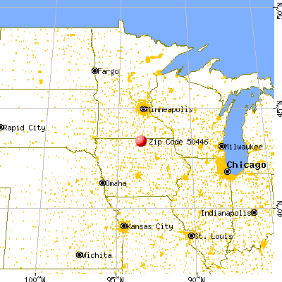 Joice, IA (50446) map from a distance