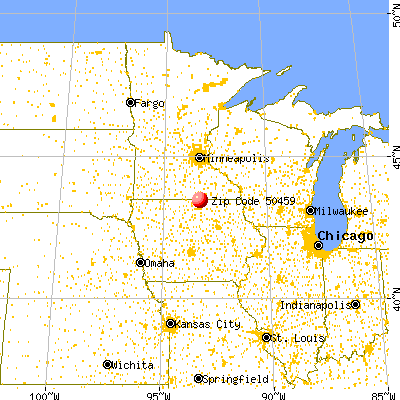 Northwood, IA (50459) map from a distance