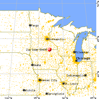 Stacyville, IA (50476) map from a distance