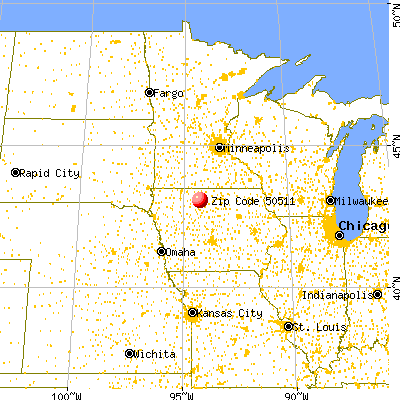 Algona, IA (50511) map from a distance