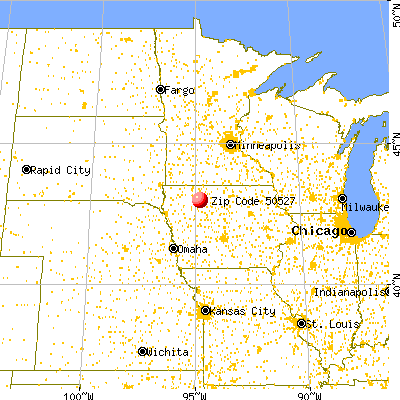 Curlew, IA (50527) map from a distance