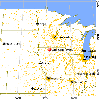 Lone Rock, IA (50559) map from a distance