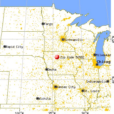 Rutland, IA (50582) map from a distance