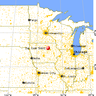 Allison, IA (50602) map from a distance