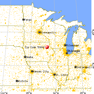 Arlington, IA (50606) map from a distance